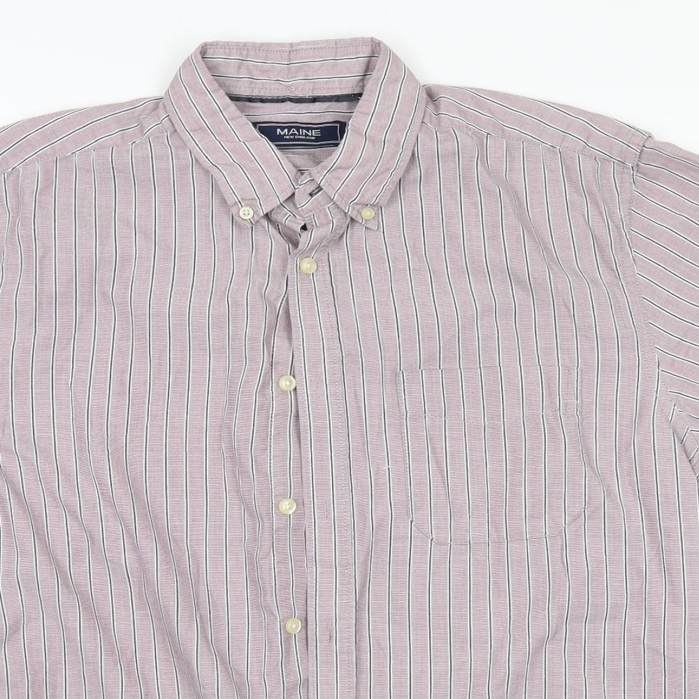 Mens UK Size M Maine Blue  Button-Up Short Sleeve Casual Shirt