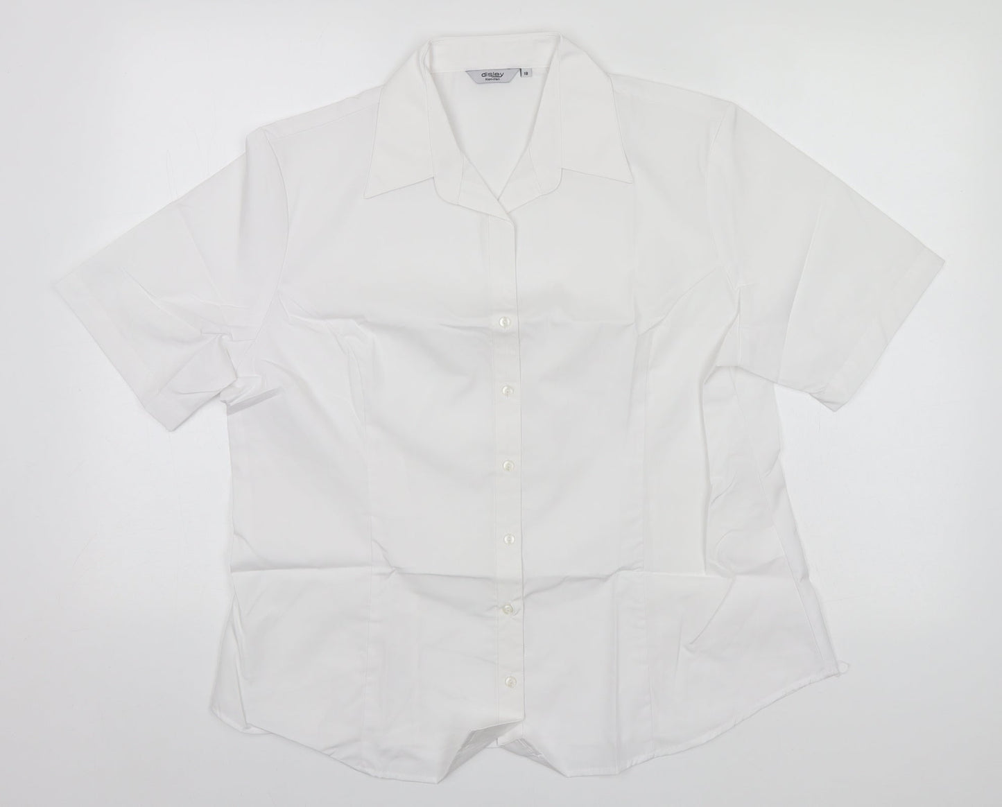 Womens UK Size 18 Disley White Basic Button-Up