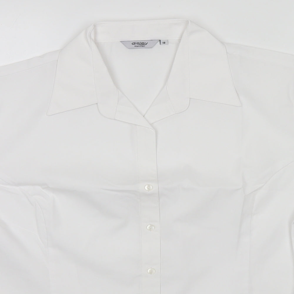 Womens UK Size 18 Disley White Basic Button-Up