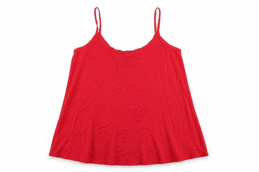 Front view of Signiture women’s red viscose basic tank, size UK 16, halter
