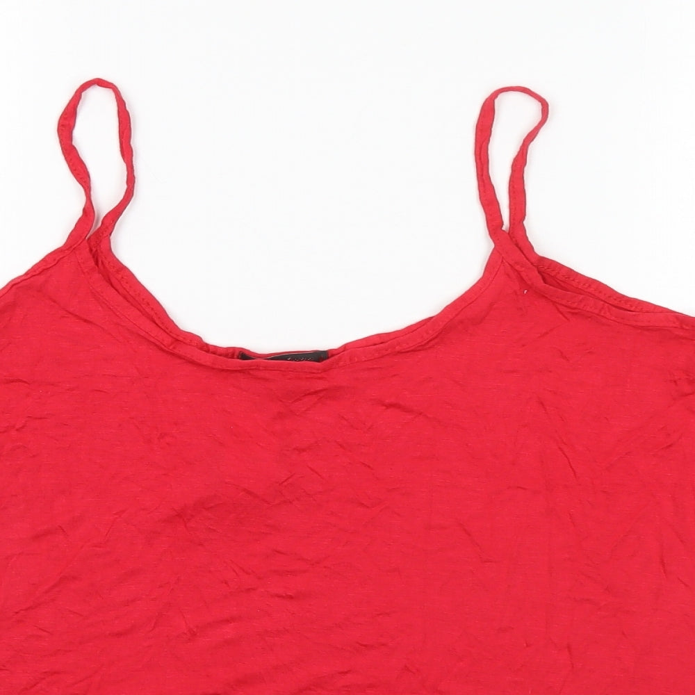 Signiture Womens Red  Viscose Basic Tank Size 16 Halter