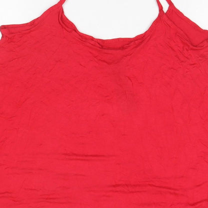 Signiture Womens Red  Viscose Basic Tank Size 16 Halter