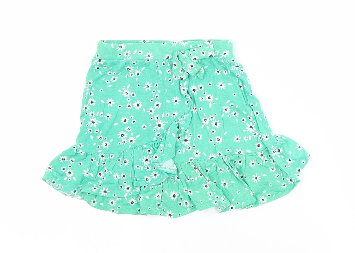 Preworn Girls Green Flecked Cotton A-Line Skirt Size 5 Years  Regular