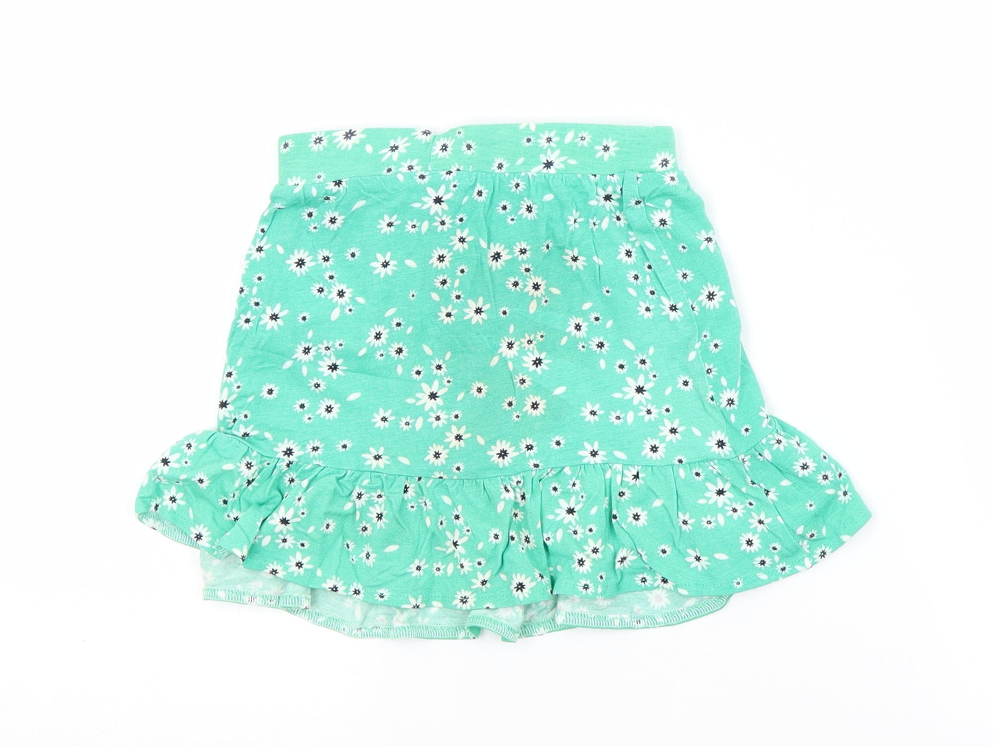 Preworn Girls Green Flecked Cotton A-Line Skirt Size 5 Years  Regular