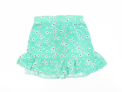 Preworn Girls Green Flecked Cotton A-Line Skirt Size 5 Years  Regular