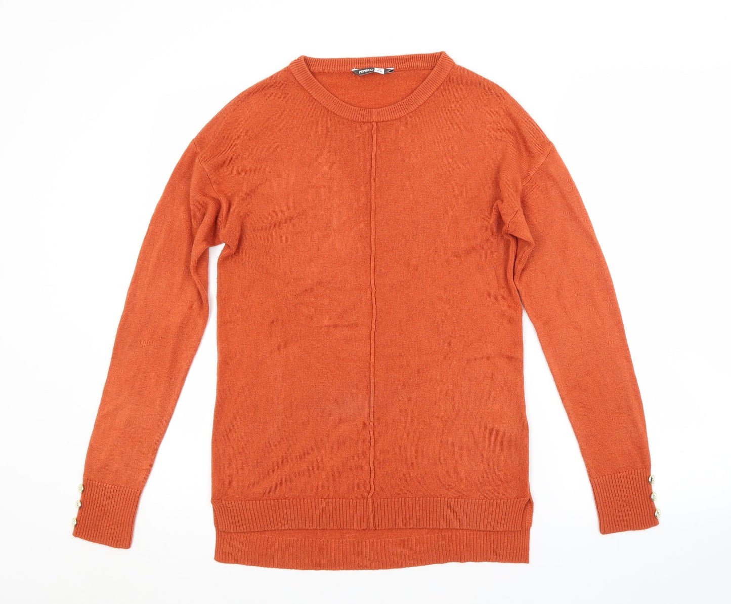 PEP&CO. Womens Orange Crew Neck  Acrylic Pullover Jumper Size 10