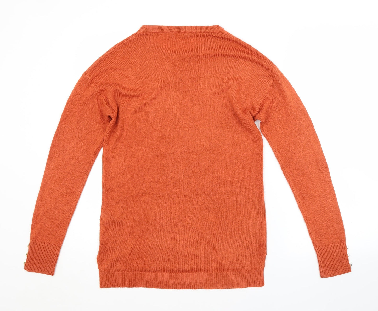 PEP&CO. Womens Orange Crew Neck  Acrylic Pullover Jumper Size 10