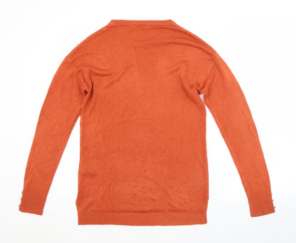 PEP&CO. Womens Orange Crew Neck  Acrylic Pullover Jumper Size 10