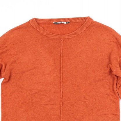 PEP&CO. Womens Orange Crew Neck  Acrylic Pullover Jumper Size 10