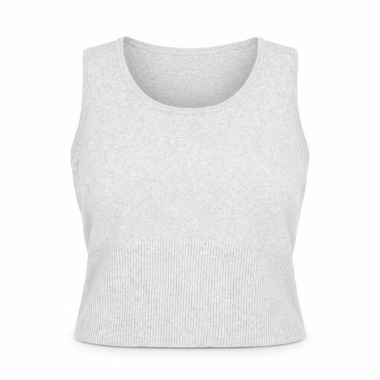 Front view of Atmosphere women’s grey viscose basic tank, size UK 14, scoop neck