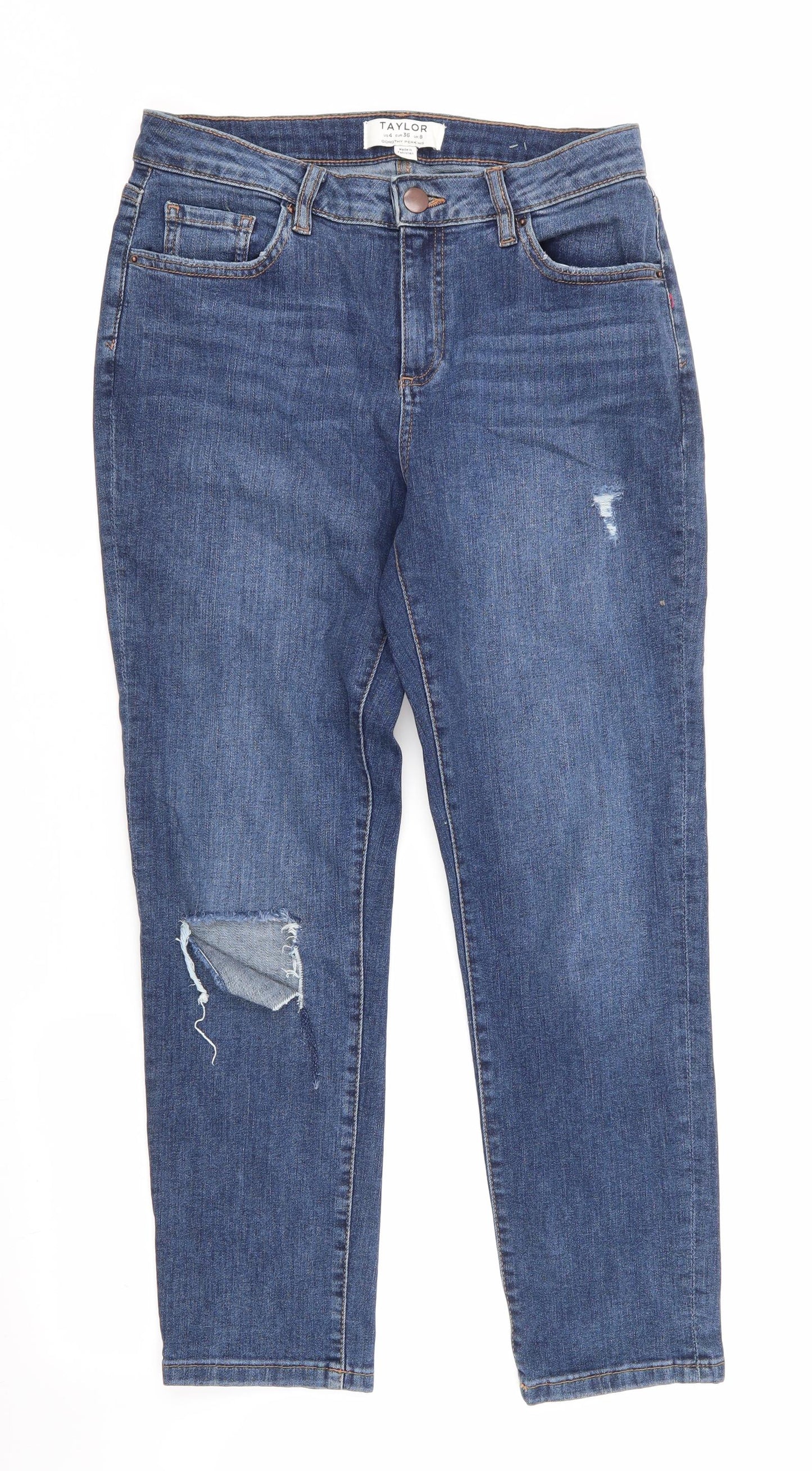 Taylor by Dorothy Perkins Womens Blue  Cotton Straight Jeans Size 8 L26 in Regular