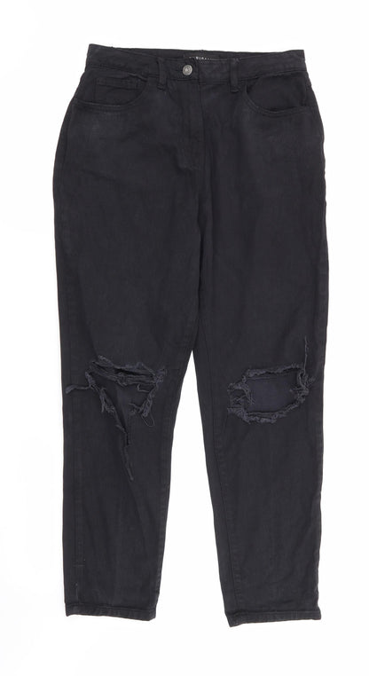 Parisian Womens Black  Cotton Chino Trousers Size 10 L27 in Regular  - Distressed look