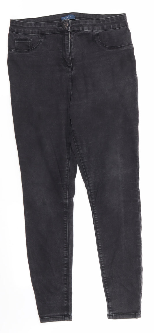 Papaya Denim Womens Black  Cotton Skinny Jeans Size 12 L28 in Regular