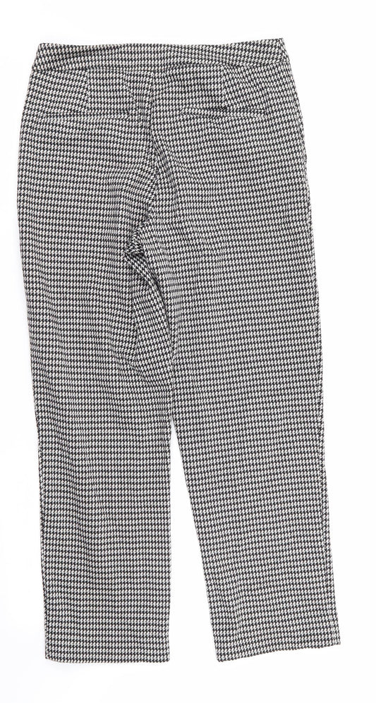 TU Womens Black Houndstooth Polyester Trousers  Size 8 L26 in Regular