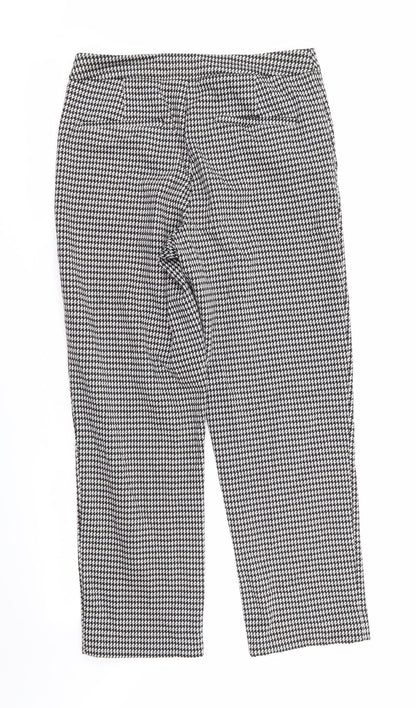 TU Womens Black Houndstooth Polyester Trousers  Size 8 L26 in Regular