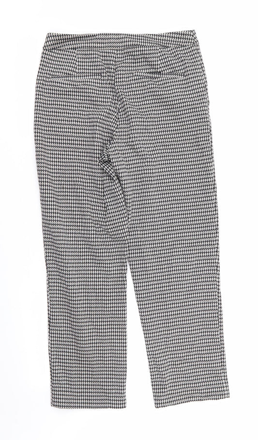 TU Womens Black Houndstooth Polyester Trousers  Size 8 L26 in Regular