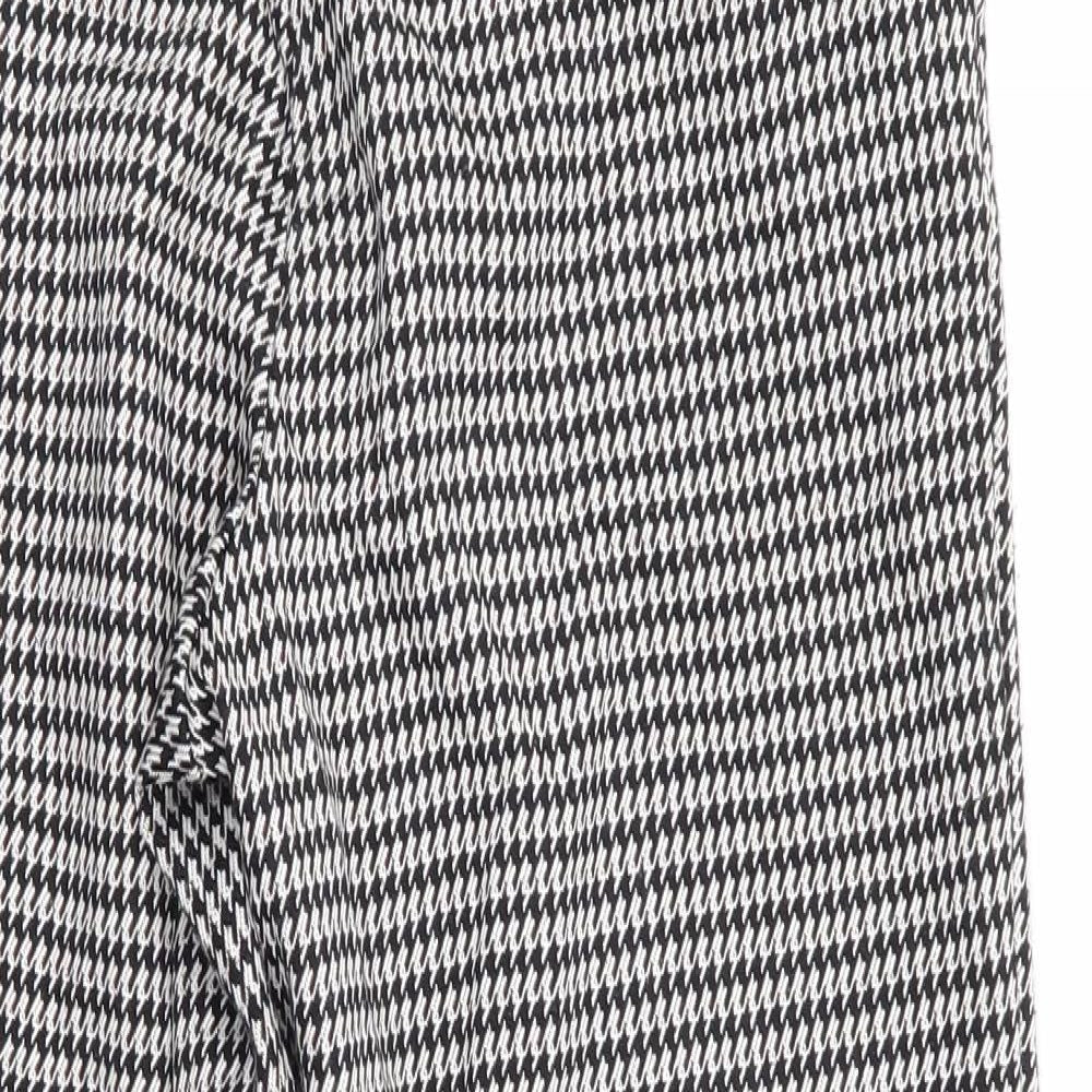 TU Womens Black Houndstooth Polyester Trousers  Size 8 L26 in Regular