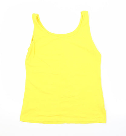 Papaya Womens Yellow  Cotton Basic Tank Size 14 Scoop Neck