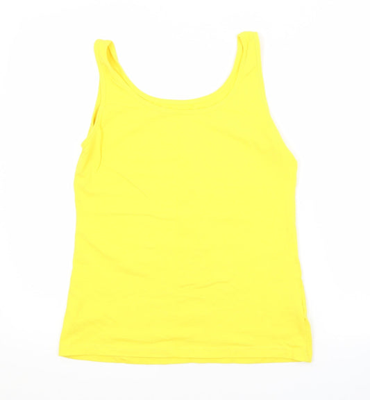 Papaya Womens Yellow  Cotton Basic Tank Size 14 Scoop Neck