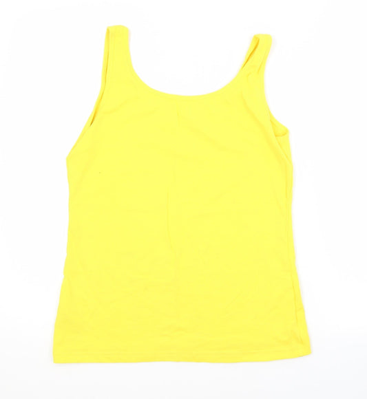 Papaya Womens Yellow  Cotton Basic Tank Size 14 Scoop Neck