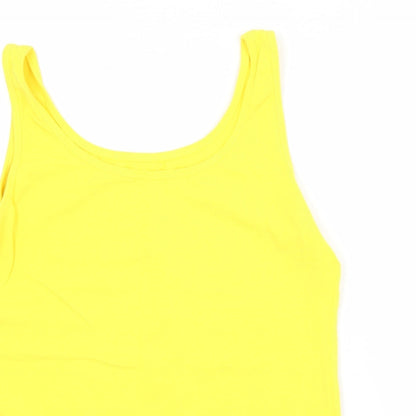 Papaya Womens Yellow  Cotton Basic Tank Size 14 Scoop Neck