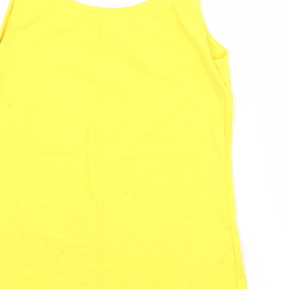 Papaya Womens Yellow  Cotton Basic Tank Size 14 Scoop Neck