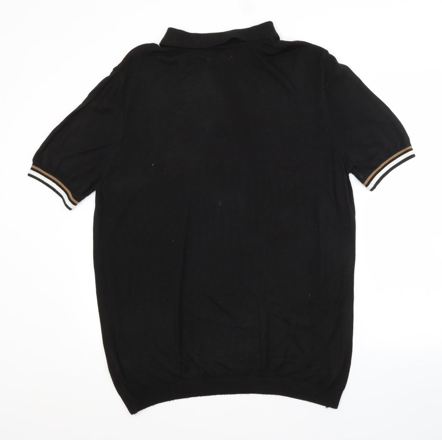 River Island Mens Black  Viscose  Polo Size XL Collared