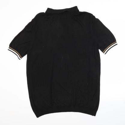 River Island Mens Black  Viscose  Polo Size XL Collared