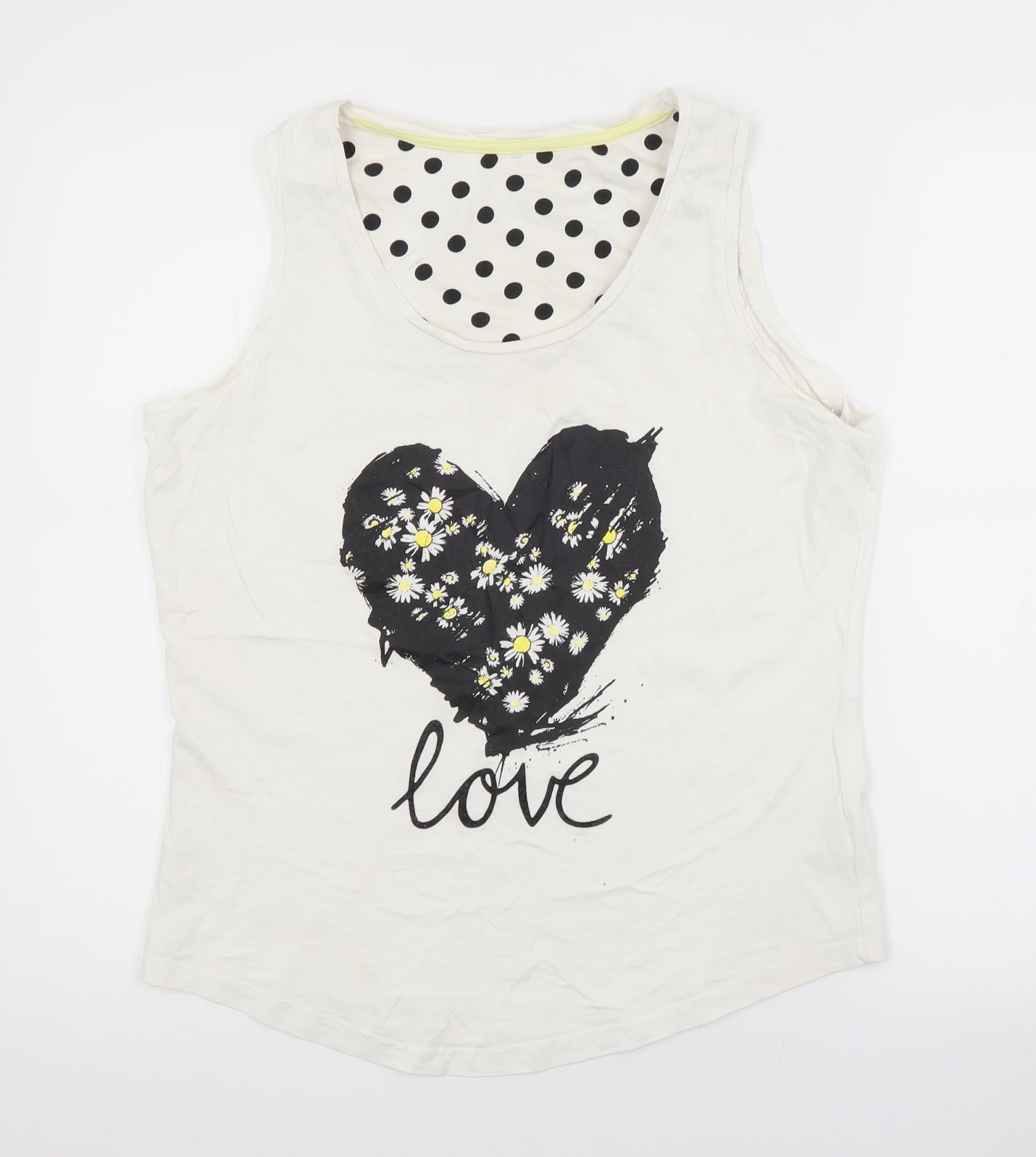 George Womens White  Cotton Basic Tank Size 12 Scoop Neck