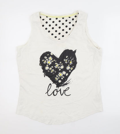 George Womens White  Cotton Basic Tank Size 12 Scoop Neck