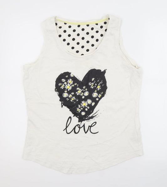 George Womens White  Cotton Basic Tank Size 12 Scoop Neck