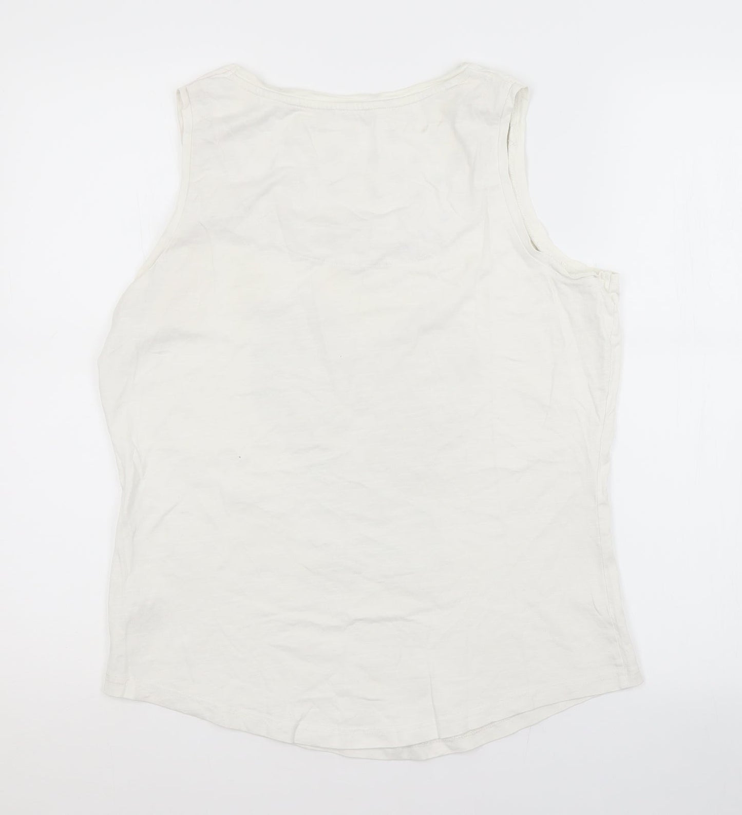 George Womens White  Cotton Basic Tank Size 12 Scoop Neck