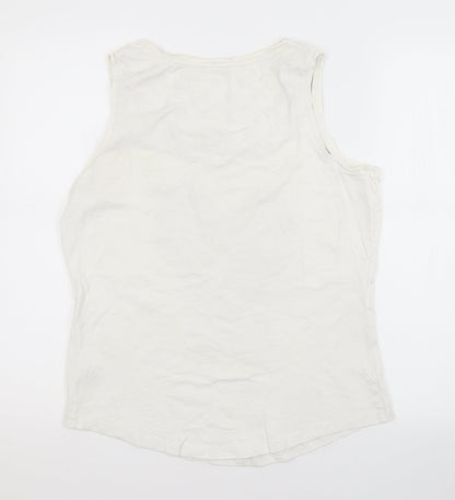 George Womens White  Cotton Basic Tank Size 12 Scoop Neck