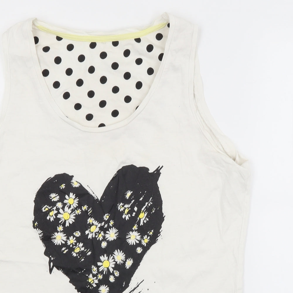 George Womens White  Cotton Basic Tank Size 12 Scoop Neck