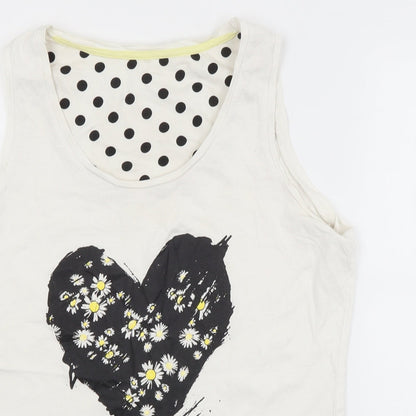 George Womens White  Cotton Basic Tank Size 12 Scoop Neck