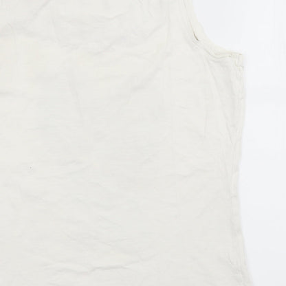 George Womens White  Cotton Basic Tank Size 12 Scoop Neck
