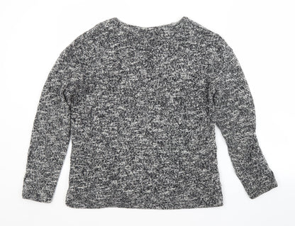 Zara Womens Grey V-Neck  Cotton Pullover Jumper Size M