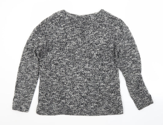 Zara Womens Grey V-Neck  Cotton Pullover Jumper Size M