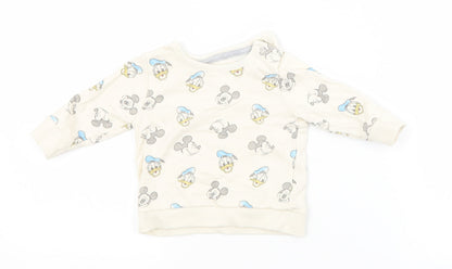 George Baby Beige Spotted Cotton Pullover Jumper Size 0-3 Months   - DISNEY