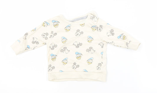 George Baby Beige Spotted Cotton Pullover Jumper Size 0-3 Months   - DISNEY