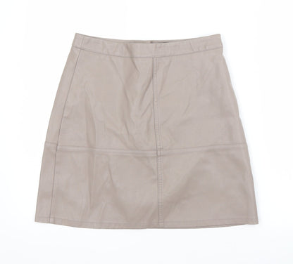 New Look Womens Grey  Polyurethane A-Line Skirt Size 8