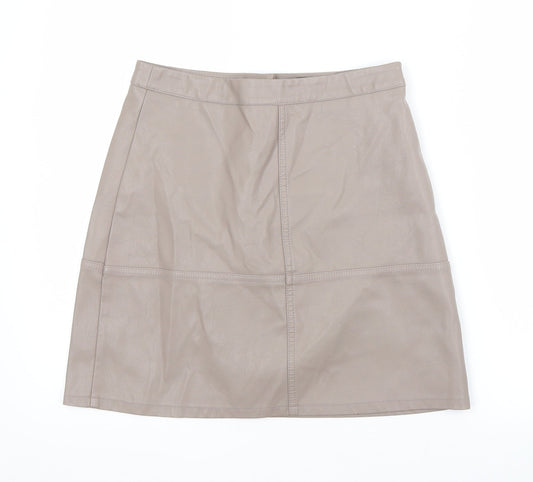 New Look Womens Grey  Polyurethane A-Line Skirt Size 8