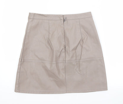 New Look Womens Grey  Polyurethane A-Line Skirt Size 8