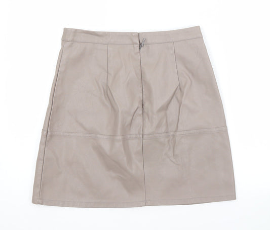 New Look Womens Grey  Polyurethane A-Line Skirt Size 8