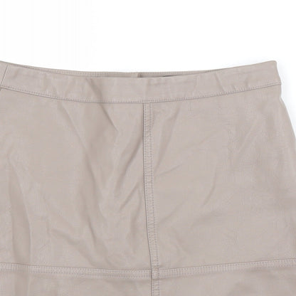 New Look Womens Grey  Polyurethane A-Line Skirt Size 8