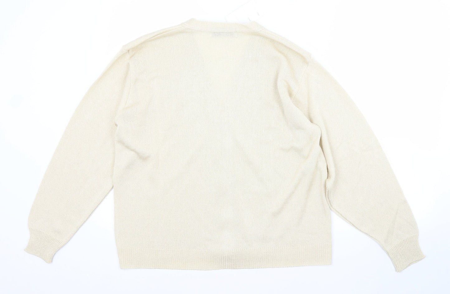 FUTURE LADY Womens Gold V-Neck  Acrylic Cardigan Jumper Size 10