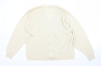 FUTURE LADY Womens Gold V-Neck  Acrylic Cardigan Jumper Size 10