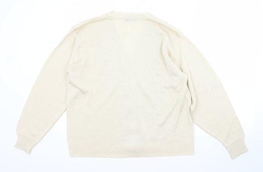 FUTURE LADY Womens Gold V-Neck  Acrylic Cardigan Jumper Size 10