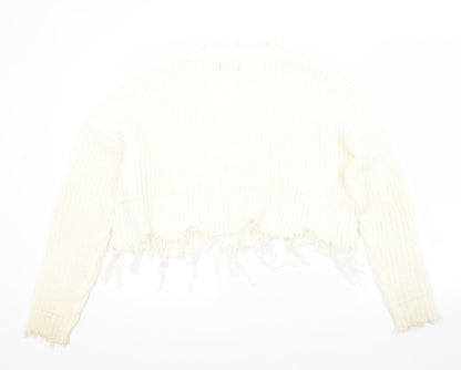 Womens UK Size S PRETTYLITTLETHING White Pullover Jumper