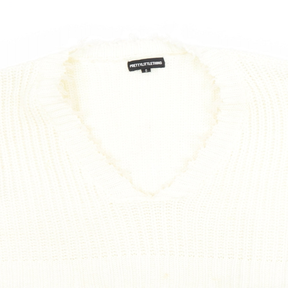 Womens UK Size S PRETTYLITTLETHING White Pullover Jumper